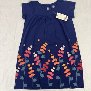 Tea Collection Blue Navy Floral Dress Size 5 NWT